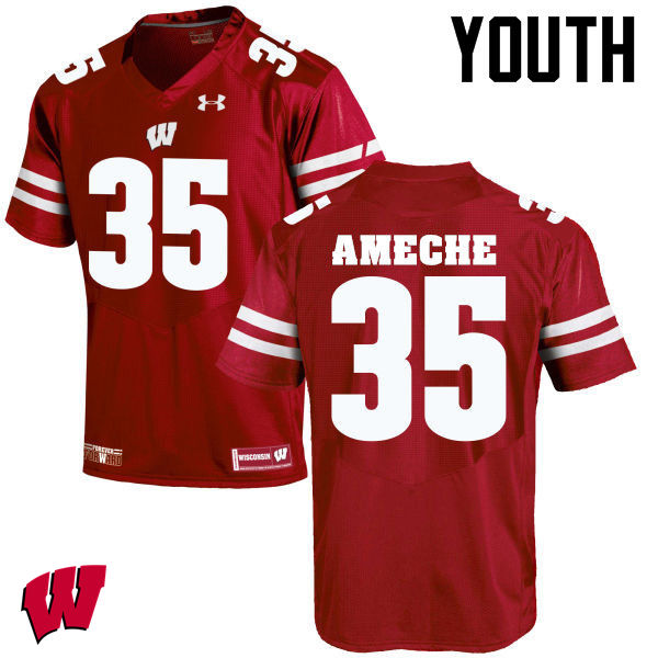 Wisconsin Badgers Youth #35 Alan Ameche NCAA Under Armour Authentic Red College Stitched Football Jersey VE40B86KJ